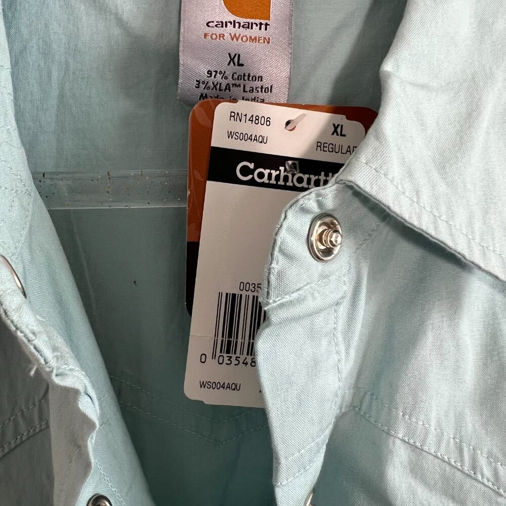 NWT Women's Carhartt Sleeveless top. Pearlized snaps, seamed bodice, size XL - Picture 3 of 11